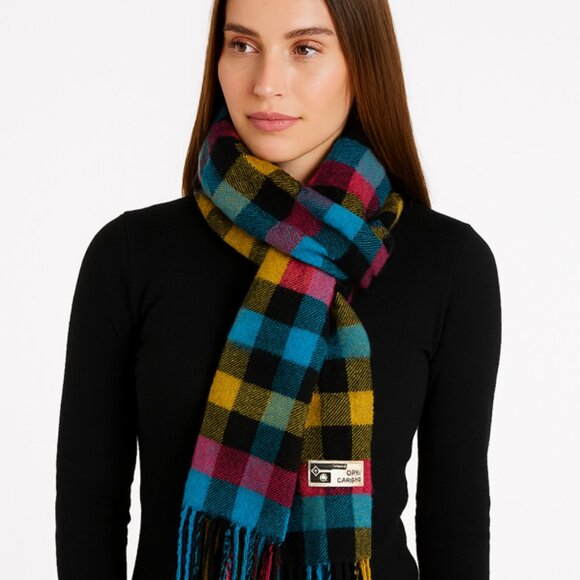 Kennedy Scotland Accessories - 100% Cashmere Scarf Made in Scotland Multicolor Fringe Soft Winter Dopamine